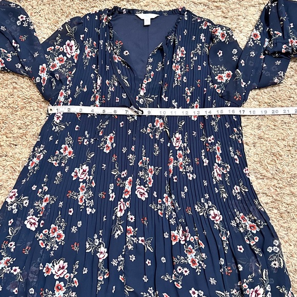 [Time & True] Blue Floral Print Long Sleeves Boho Babydoll Dress Size Xsmall - Picture 11 of 11